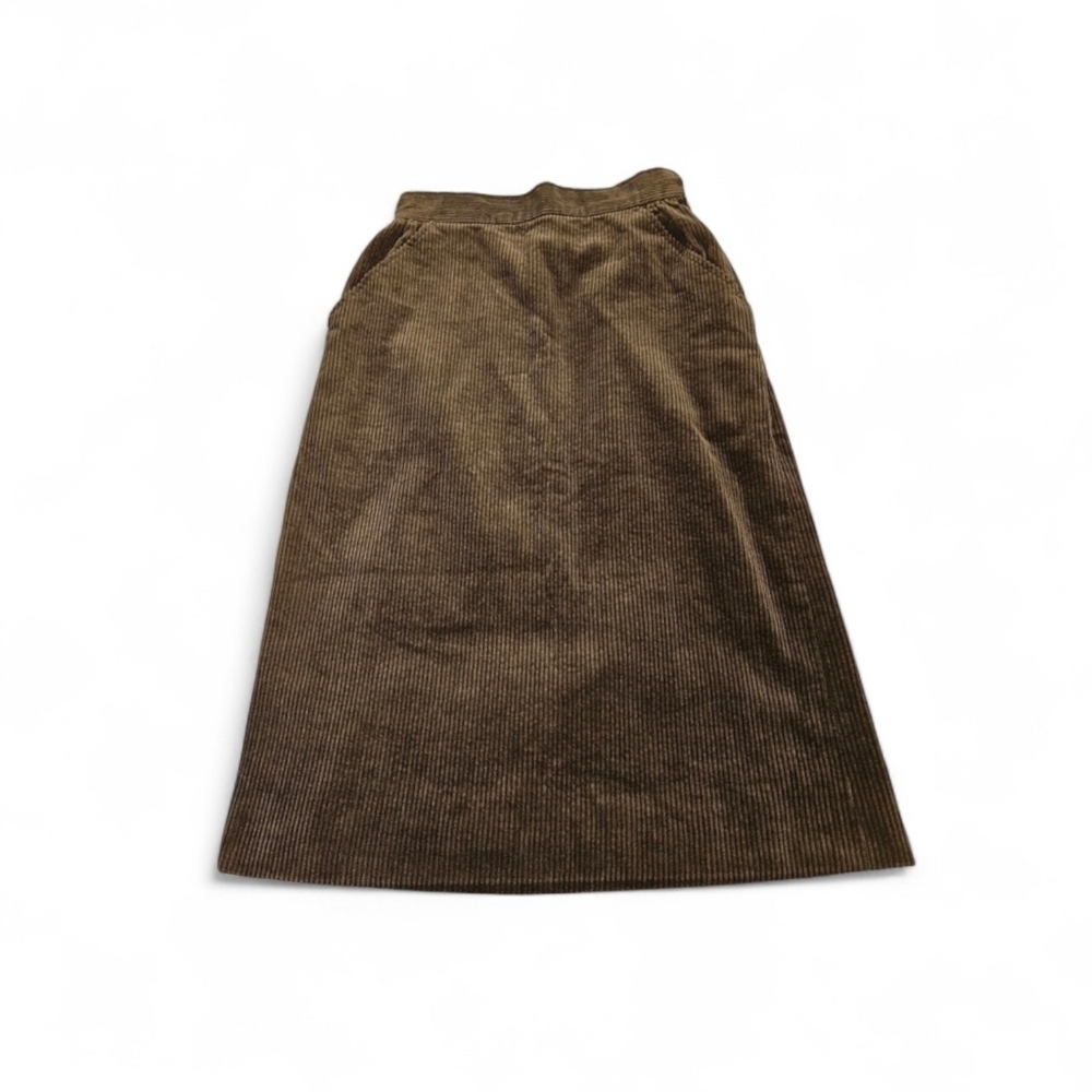 Yves Saint Laurent Brown Corduroy Midi Skirt